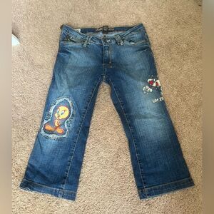 Vintage Lot29 Looney Tunes Cropped JR Women's Blue Jeans Size 9